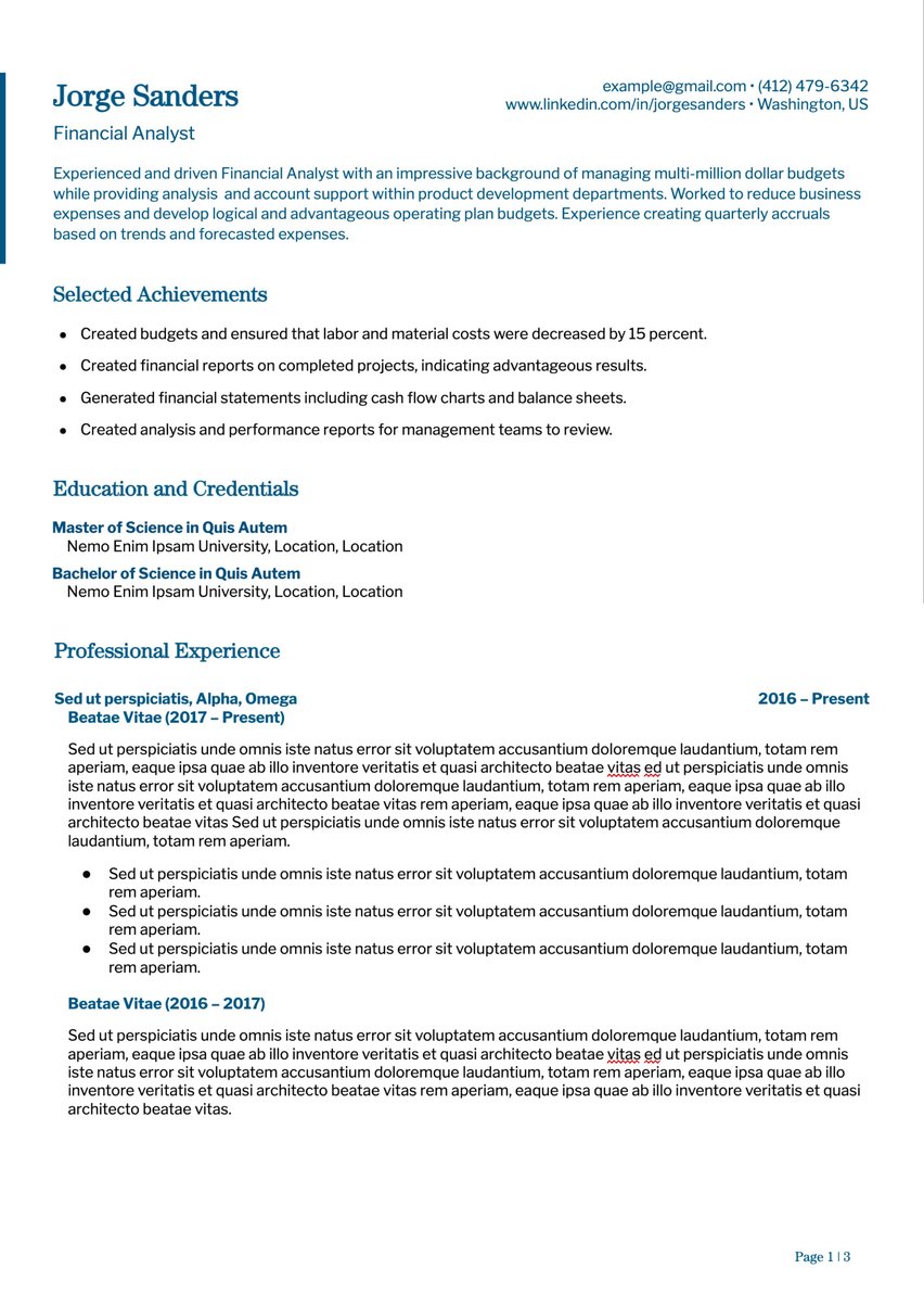 Academic resume template