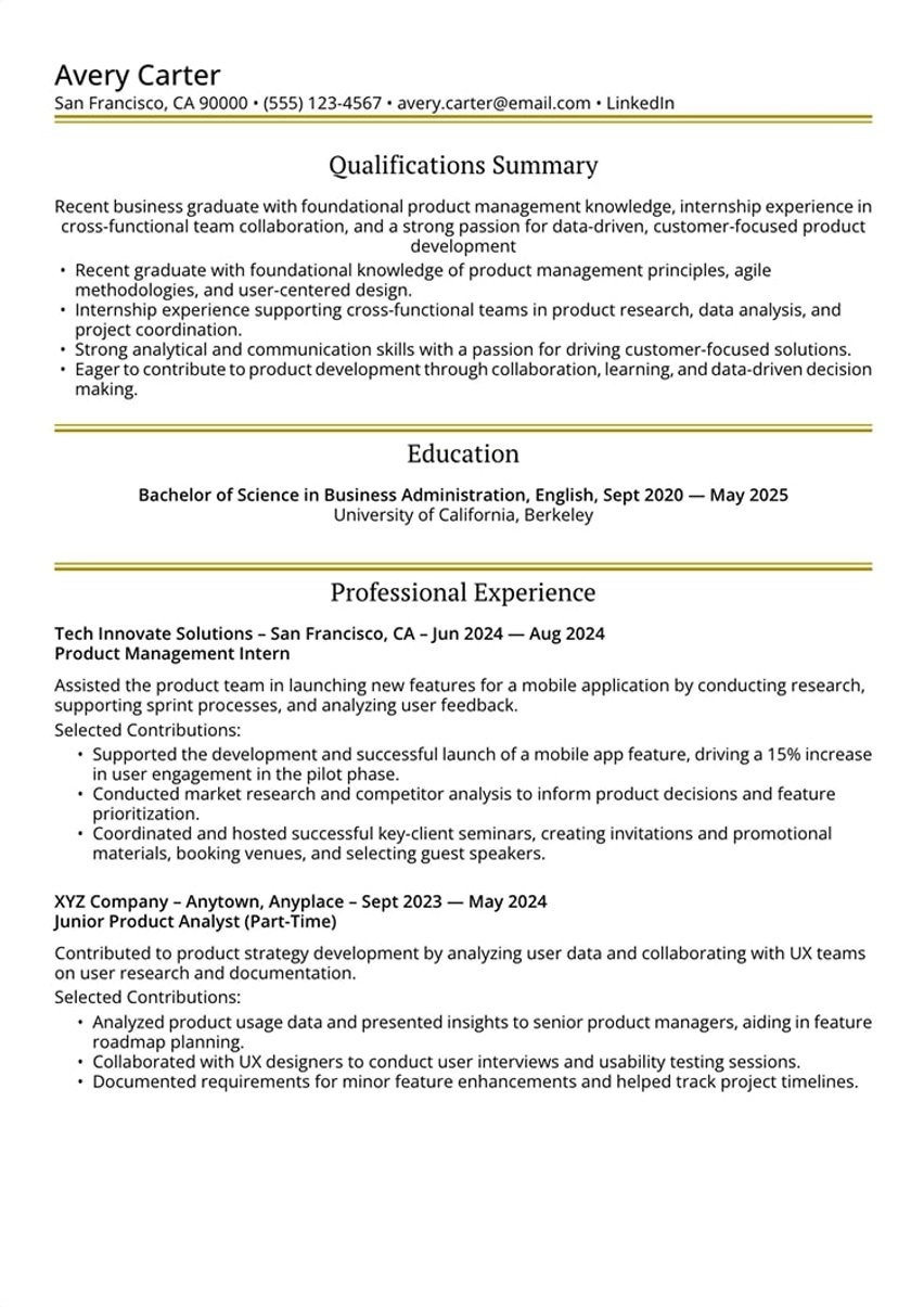 Entry Level resume template