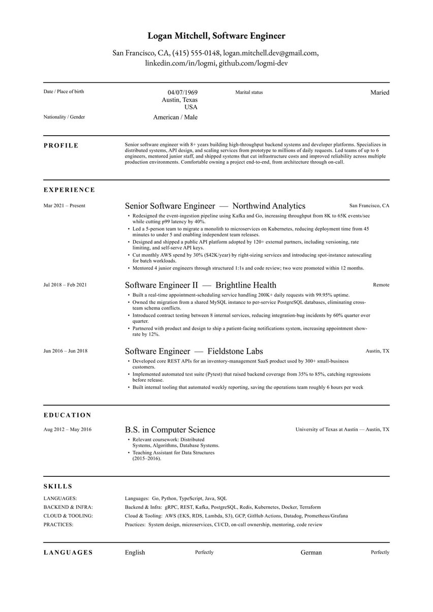 ロンドン resume template