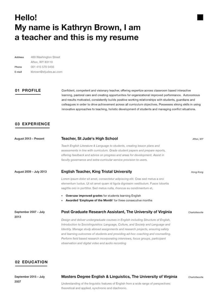 シンガポール resume template